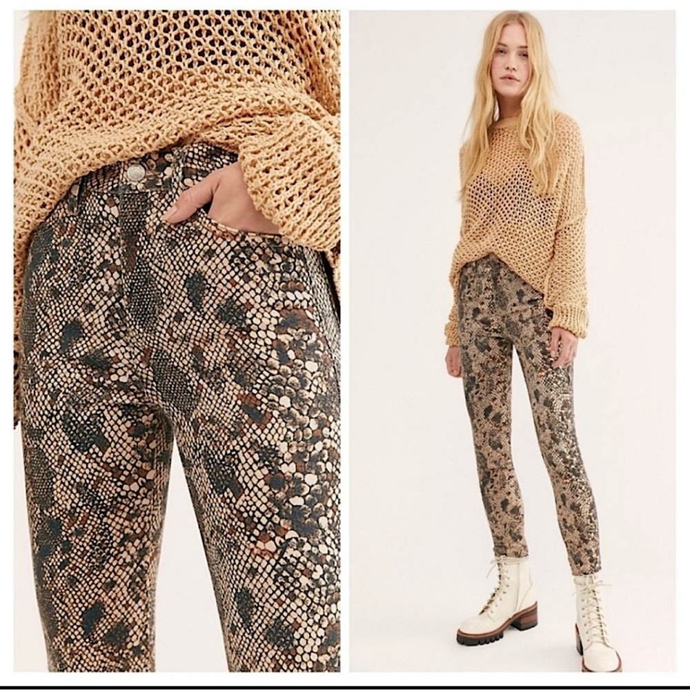 We The Free Free People Two Faced Snakeskin Pants Women's Size 25